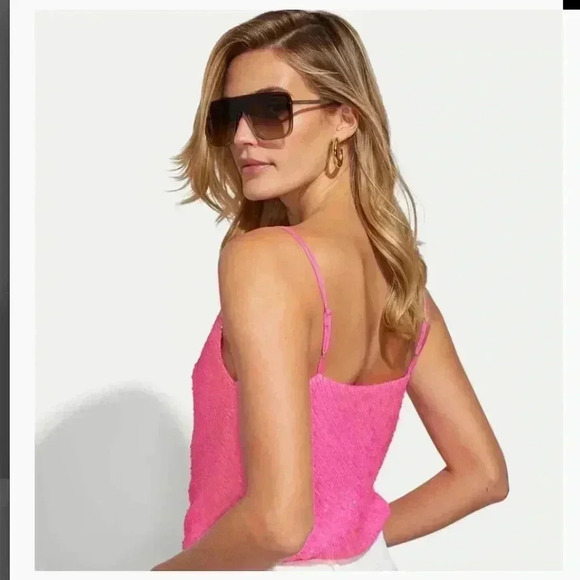 NWT Generation Love Monet Sequin Cami Tank Top Ultra Pink - Picture 2 of 7